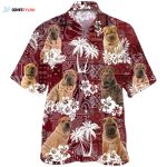 Shar Pei Hawaiian Shirt, Cute Dog Hawaii Shirts Red Tribal Pattern