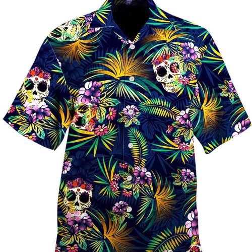 Skeleton Ripped Hawaiian Shirt Red Smoke Skulls Pattern