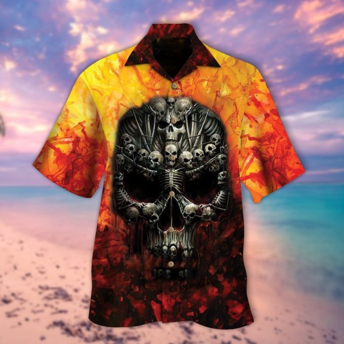 Skeleton Shaped Skull All Over Printed 3D Hawaiian Shirt, Cool Skeleton Hawaii Shirts