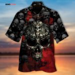 Skull Aloha Shirts Skull And Bones Red Smoke All Over Printed 3D Hawaiian Shirt