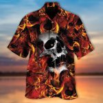 Skull Fire Hawaiian Shirt For Him Her, Men Skull Hawaii Aloha Beach Shirt