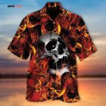 Skull Fire Hawaiian Shirt For Him Her, Men Skull Hawaii Aloha Beach Shirt