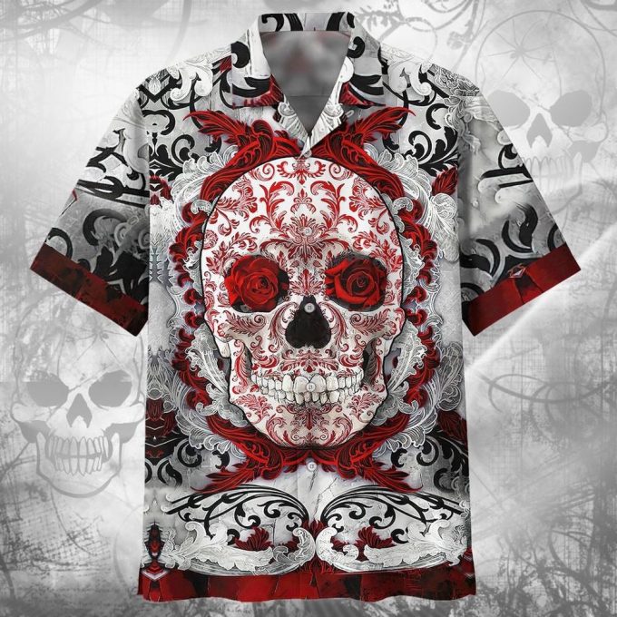 Skull Hawaiian Shirt, Cool Skull 3D Full Printed Hawaii Aloha Beach Shirts, Men Skull Hawaiian Shirts, Skull Lover Gifts