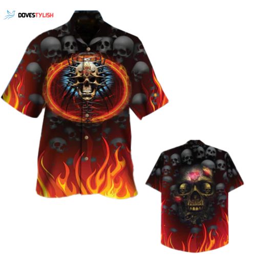 Skull Hawaiian Shirt, Cool Skull 3D Full Printed Hawaii Aloha Beach Shirts, Men Skull Hawaiian Shirts, Skull Lover Gifts