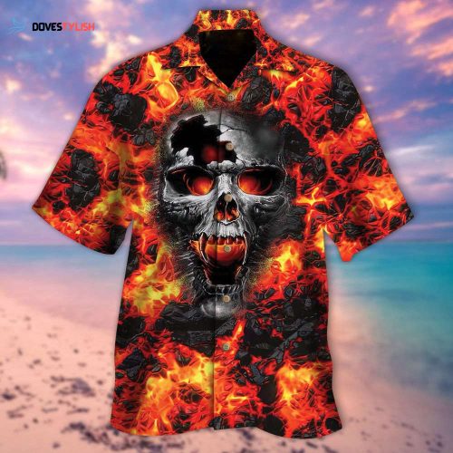 Skull Aloha Shirts Skull And Bones Red Smoke All Over Printed 3D Hawaiian Shirt