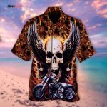 Skulls White Wings Biker Hawaiian Shirts Cute Skulls Lover Hawaiian Shirts