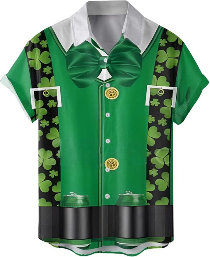 St. Patrick’s Day Button Down Shirt, Funky Irish 3D Print Unisex Hawaiian Shirt, Beach Shirts For Her