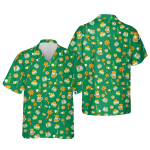 St Patrick’s Day Hawaii Shirt, Key Of Luck Hawaiian Shirt, Gold Shamrock St Patty’s Beach Short Sleeve Aloha Hawaiian Shirt