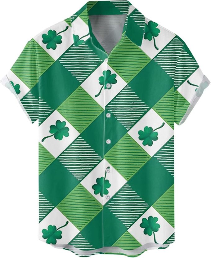 St. Patrick’s Day Hawaiian Shirt, Funky Irish 3D Print Button Down Beach Shirts, Gift For Him