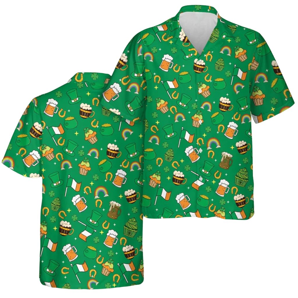 St Patrick’s Day Hawaiian Shirt, Irish Flag Beer Lover Hawaiian Shirt, Gift For Him