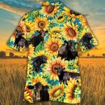 Sunflower Black Angus Cattle Hawaiian Shirt