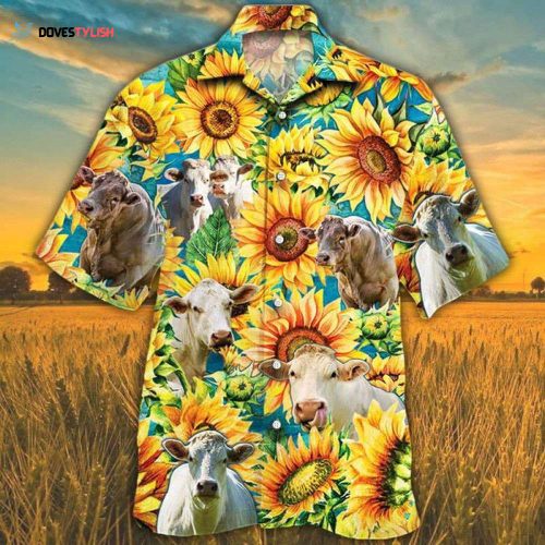 Sunflower Hereford Cattle Hawaiian Shirt