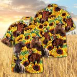 Sunflower Shorthorn Cattle Hawaiian Shirt