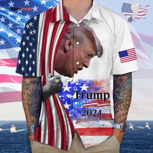 Custom Funny Photo Trump 2024 Hawaii Shirt Unisex Gift Tee 2024