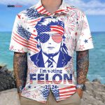 Trump I’m Voting Felon 2024 Hawaiian Shirt Unisex Gift Tee 2024