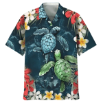 Turtle Beach Flower Hawaiian Shirt For Man And Women, Aloha Beach Shirts For Travel Summer, Turtle Hawaiian Shirt