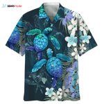 Turtle Flower Hawaiian Shirt, Aloha Beach Shirt For Turtle Lovers, Present To Turtle Lovers