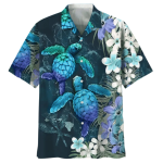 Turtle Flower Hawaiian Shirt, Aloha Beach Shirt For Turtle Lovers, Present To Turtle Lovers