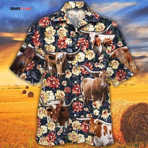 Tx-Longhorn Pattern Hawaiian Shirt Men Women