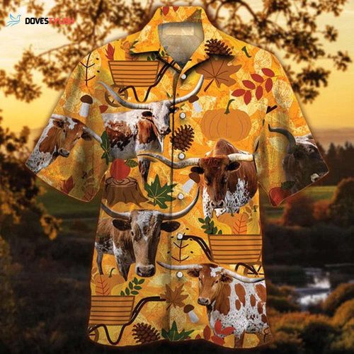 Tx Longhorn Cattle Lovers Farm Hawaiian Shirt, Unisex Print Aloha Short Sleeve Casual Shirt