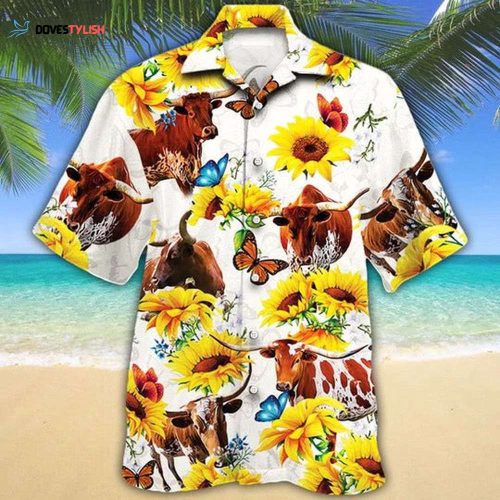 Tx-Longhorn Pattern Hawaiian Shirt Men Women