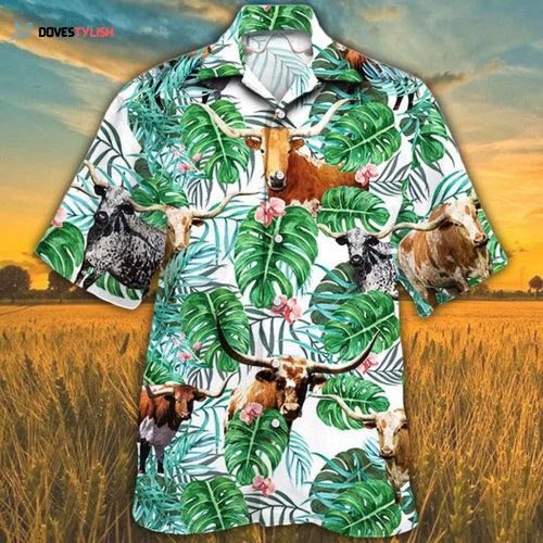 Tx-Longhorn Face Hibiscus Flower All Over Printed 3D Hawaiian Shirt