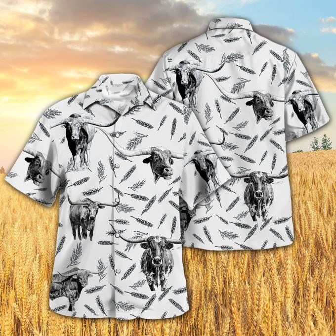 Tx-Longhorn Pattern Hawaiian Shirt Men Women