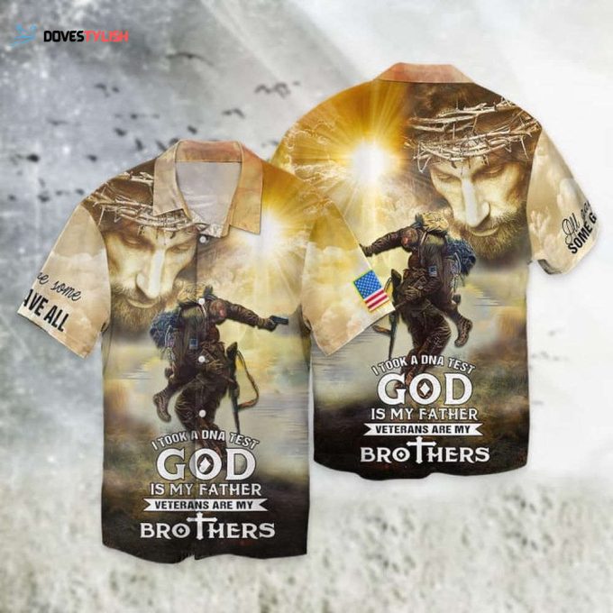 Veteran 3D Full Print Hawaiian Shirt, Christian Jesus God And Veteran Hawaiian Shirts