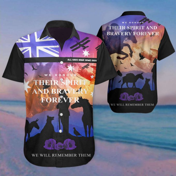 We Honour Their Spirit And Bravery Forever Hawaiian Shirt War Animal Purple Poppy Clothing