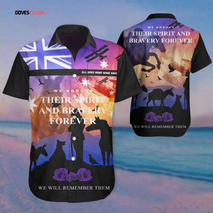 We Honour Their Spirit And Bravery Forever Hawaiian Shirt War Animal Purple Poppy Clothing