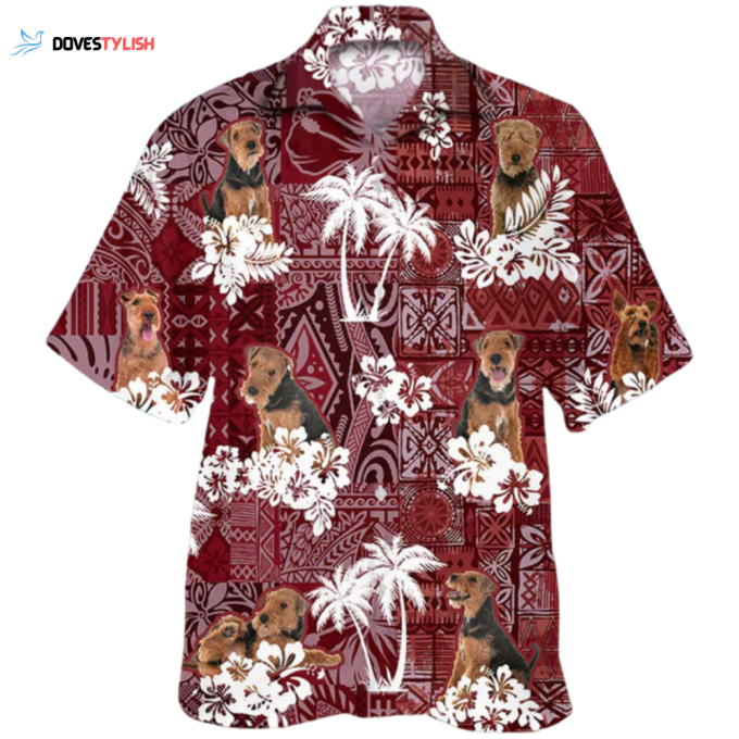 Welsh Terrier Hawaiian Shirt, Dog Hawaiian Shirt Red Tribal Pattern