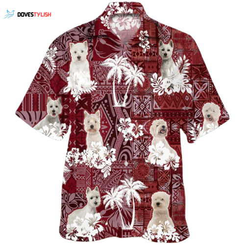 Wire Fox Terrier Hawaiian Shirt, Cool Dog Hawaiian Shirt Red Pattern