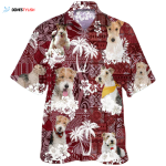 Wire Fox Terrier Hawaiian Shirt, Cool Dog Hawaiian Shirt Red Pattern