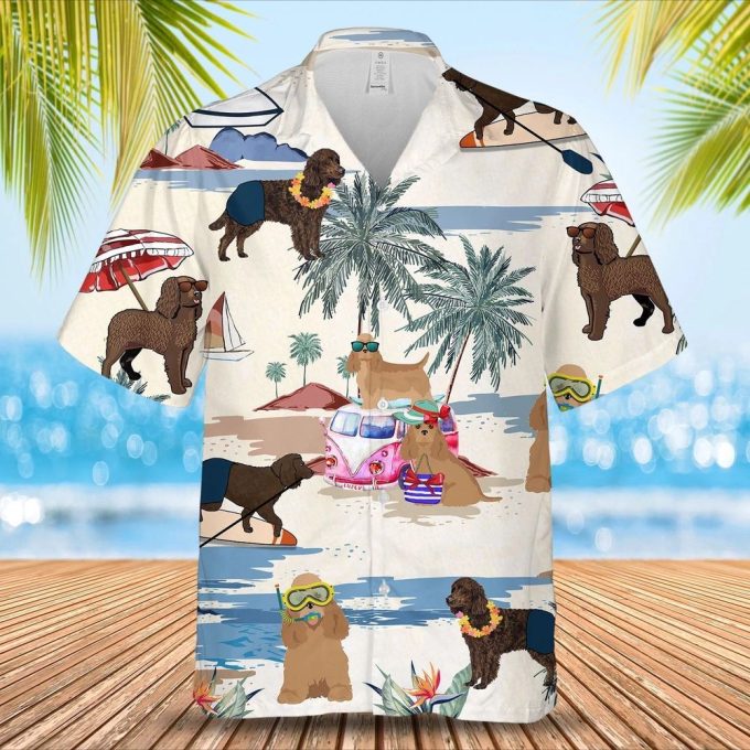 American Water Spaniel Summer Beach Hawaiian Shirt, Summer Beach And Dog In Hawaii Aloha Shirt