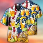 Beer And Lemon Independence Day Pattern Hawaiian Shirt Men Women