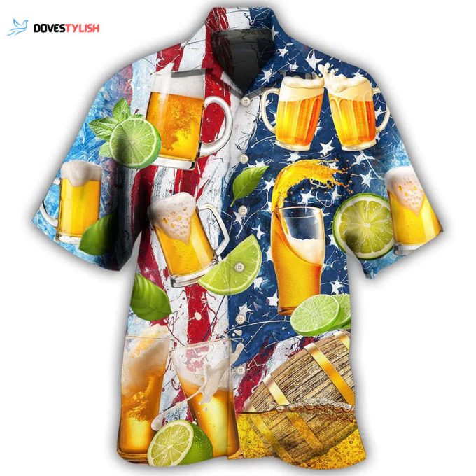 Beer And Lemon Independence Day Pattern Hawaiian Shirt Men Women