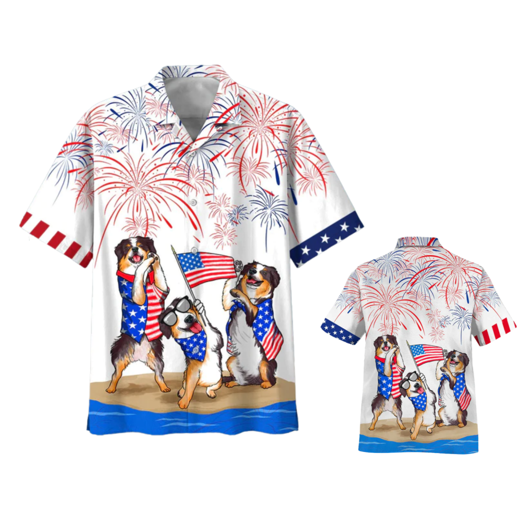 Bernese Mountain Dogs Hawaiian Shirts, Independence Day Is Coming, American Usa Flag Aloha Hawaii Shirt