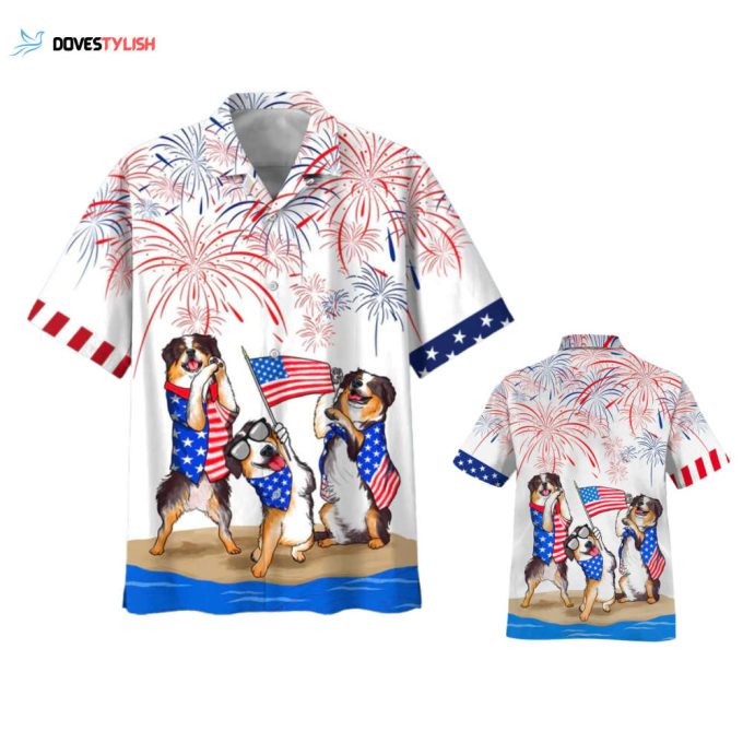 Bernese Mountain Dogs Hawaiian Shirts, Independence Day Is Coming, American Usa Flag Aloha Hawaii Shirt