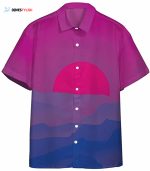 Bisexual Pride Sunrise Hawaii Shirt, Hawaiian Short Sleeve Shirt, Bisexual Pride Hawaiian Shirt