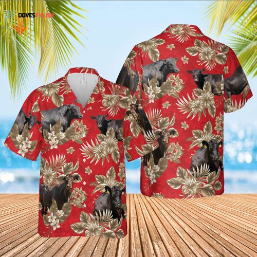 Black Angus Cattle Lovers Hawaiian Shirt, Unisex Print Aloha Short Sleeve Casual Shirt