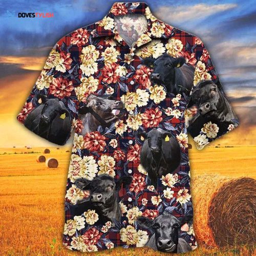 Black Angus Cattle Lovers Tropical Plant Hawaiian Shirt, Unisex Print Aloha Short Sleeve Casual Shirt