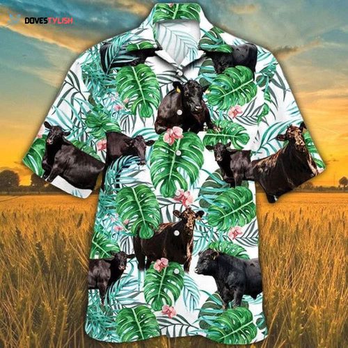 Black Angus Cattle Lovers Farm Hawaiian Shirt, Unisex Print Aloha Short Sleeve Casual Shirt, Cow Hawaiian Shirt