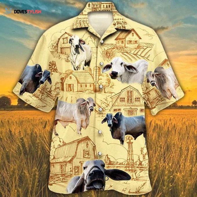 Brahman Cattle Lovers Farm Hawaiian Shirt, Unisex Print Aloha Short Sleeve Casual Shirt