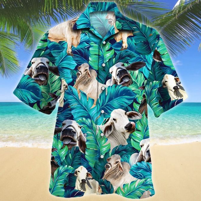 Brahman Cattle Shirt Green, Brahman Cow Hawaii Shirt Green Brahman Cattle Lovers Hawaiian Shirt