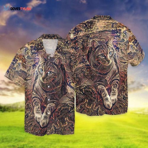 Cat Curious In A Water Lily Lake, Hawaiian Shirt For Cat Lovers, Pet Hawaiian Shirt