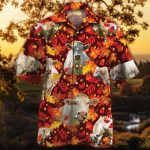 Charolais Cattle Lovers Autumn Red Leaves Hawaiian Shirt, Unisex Print Aloha Short Sleeve Casual Shirt