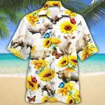 Charolais Cattle Lovers Sun Flower Hawaiian Shirt, Unisex Print Aloha Short Sleeve Casual Shirt