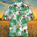 Charolais Cattle Lovers Tropical Plant Hawaiian Shirt, Unisex Print Aloha Short Sleeve Casual Shirt