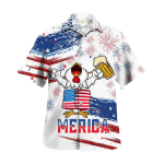 Chicken Drink Beer Hawaiian Shirt Chicken Merica Patriotic Hawaiian Shirt