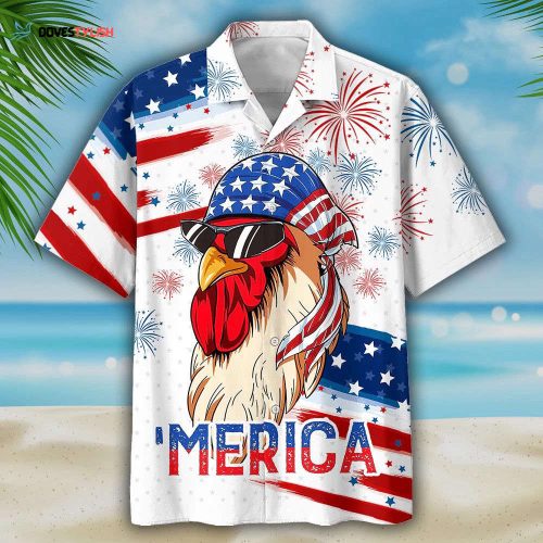 Chicken Drink Beer Hawaiian Shirt Chicken Merica Patriotic Hawaiian Shirt